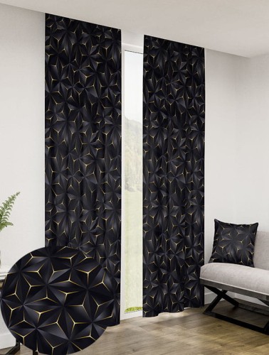 Zasłona gotowa na wymiar przelotki taśma Trójkąt Czarno-Złoty Trójwymiarowy
