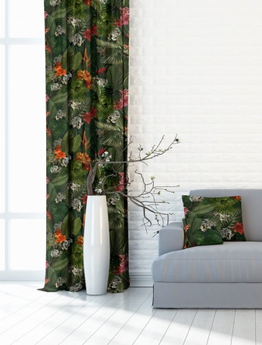 Zasłona gotowa na wymiar przelotki taśma wodoodporna Ogród Botaniczny Liść