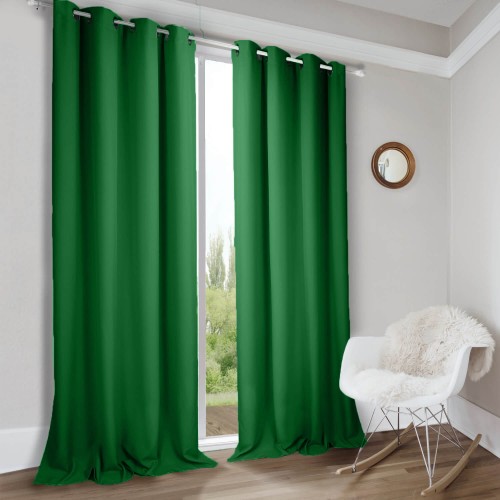 Zasłona gotowa na wymiar Panama Ciemno Zielona
