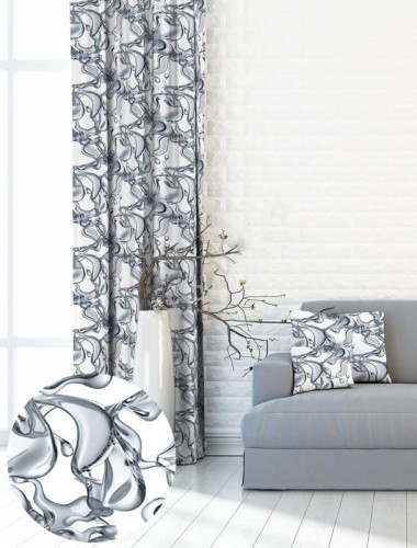 Zasłona gotowa na wymiar przelotki taśma Krople Rozlana Woda