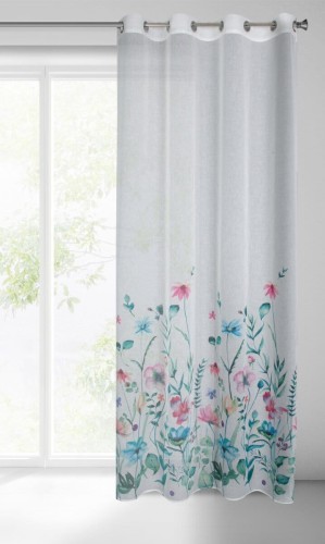 Zasłona gotowa LILIAN na przelotkach 140x250 Kwiaty