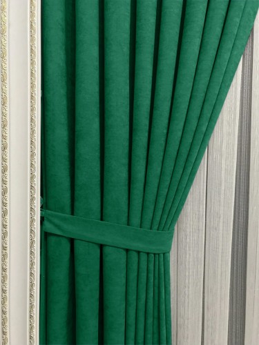 Zasłona Gotowa na Wymiar Velvet Milan Butelkowa Zieleń przelotki taśma