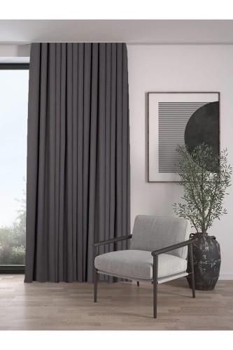 Zasłona Gotowa Kalifornia Ciemny Szary przelotki taśma  