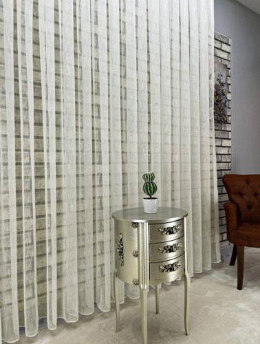 Firana Gotowa Na Wymiar Markizeta Deszczyk ECRU Taśma Przelotki