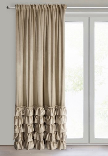 Zasłona gotowa CARLI na taśmie Velvet 140x250 Ciemny Beż
