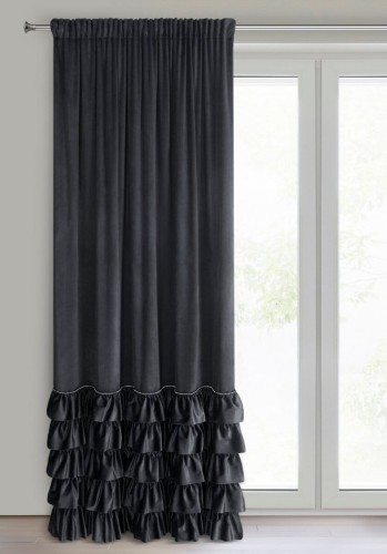 Zasłona gotowa CARLI na taśmie Velvet 140x250 Czarna