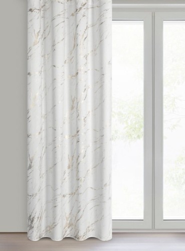 Zasłona gotowa MOLLY na taśmie Velvet 140x270 Biała z marmurem