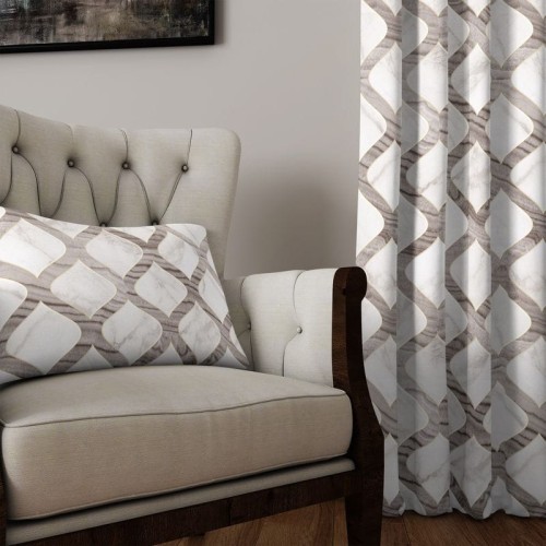 Zasłona gotowa na wymiar przelotki taśma Beżowe Wzory