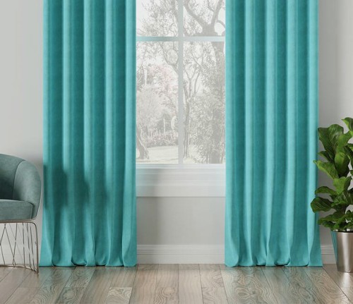 Zasłona Gotowa na Wymiar Velvet Milan Smerfowy przelotki taśma