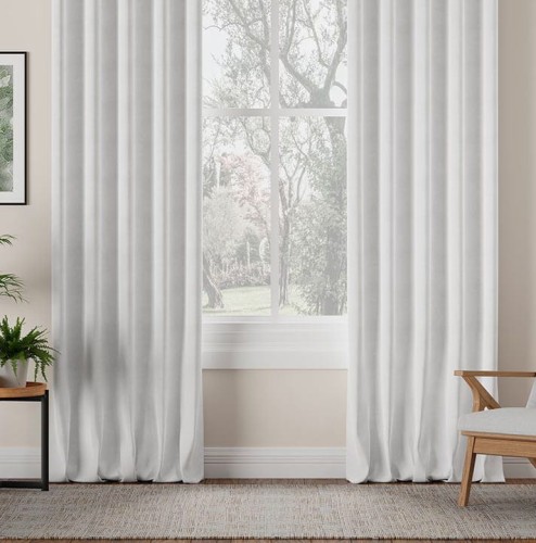 Zasłona Gotowa na Wymiar Velvet Milan Biała przelotki taśma