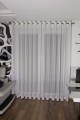 Firana Gotowa z Haftem Bambus Gęsty PISELA Biała Taśma Przelotki Na Wymiar