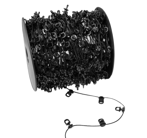 Ślizgi na sznurku do systemu WAVE co 6 cm czarne nieobrotowe (Rolka 50 mb)