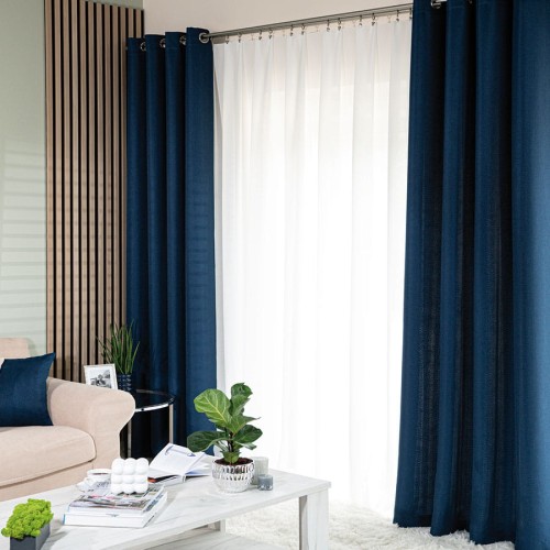Zasłona Gotowa na Przelotkach JODEŁKA Ciemny niebieski 140 cm x 250 cm