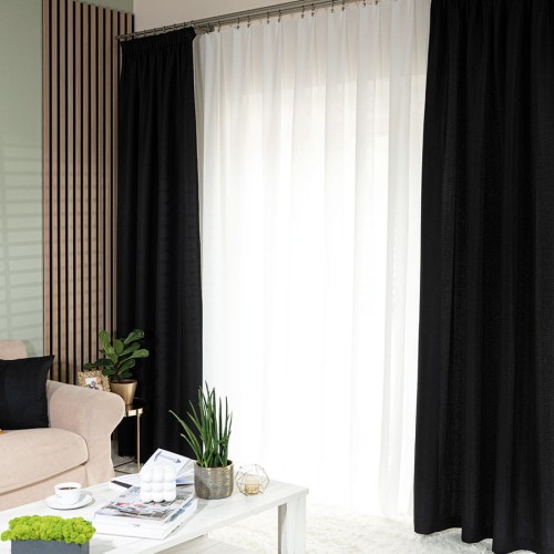 Zasłona Gotowa  na Taśmie JODEŁKA  Czarna 140 cm x 250 cm