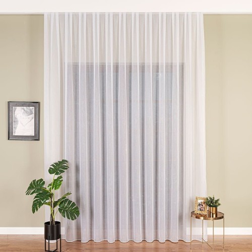 Firana Gotowa Na Wymiar BAMBUS SOFT Biała Taśma Przelotki