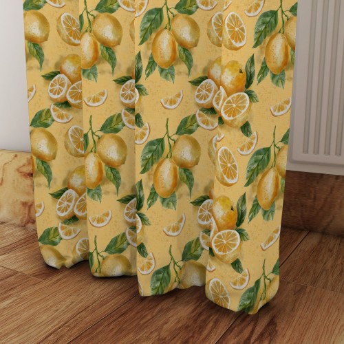 Zasłona Gotowa Cytryny szer. 145 cm taśma przelotki Na Wymiar