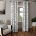 Zasłona Gotowa na wymiar Szara Botanika szer. 145 cm przelotki taśma