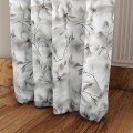 Zasłona Gotowa na wymiar Szara Botanika szer. 145 cm przelotki taśma