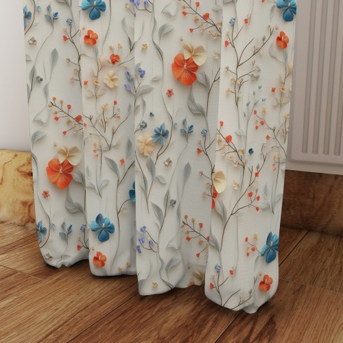 Zasłona Gotowa na wymiar Kolorowe Kwiaty szer. 145 cm przelotki taśma