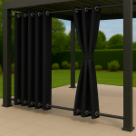 Zasłony Ogrodowe na wymiar Wodoodporne Czarny 01 Przelotki Góra i Dół