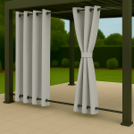 Zasłony Ogrodowe na wymiar Wodoodporne Jasny Popiel 03  Przelotki Góra i Dół