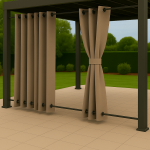 Zasłony Ogrodowe na wymiar Wodoodporne Cappuccino 21  Przelotki Góra i Dół