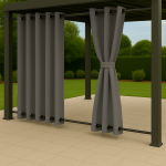 Zasłony Ogrodowe na wymiar Wodoodporne Szary 23 Przelotki Góra i Dół