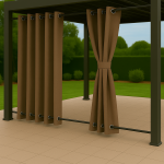 Zasłony Ogrodowe na wymiar Wodoodporne Kawa 44 Przelotki Góra i Dół