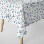 Obrus Gotowy  Błękitno-Fioletowe Kwiaty Na Wymiar