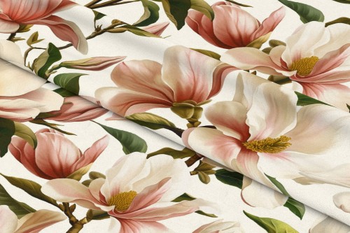 Tkanina Zasłonowa Kwiat Magnolii  szer: 150 cm