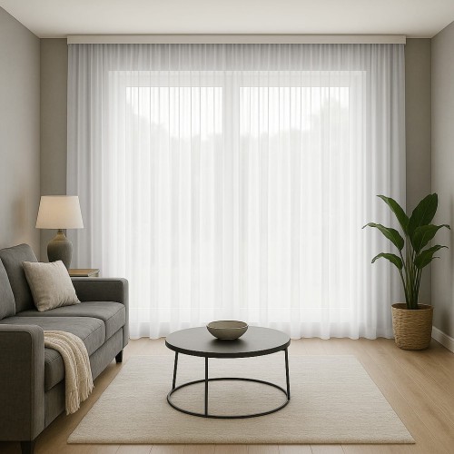 Firana Gotowa Bambus Biała Markizeta Taśma Przelotki Na Wymiar