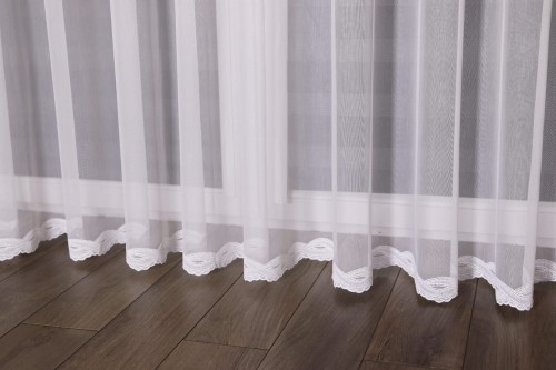 Firana z Haftem Bambus ELLA Biała wys: 295 cm NA METRY 