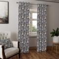 Zasłona Gotowa na wymiar Szare Kwiaty 25296 szer. 145 cm taśma przelotki