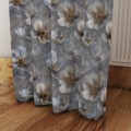 Zasłona Gotowa na wymiar Szare Kwiaty 25296 szer. 145 cm taśma przelotki