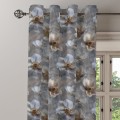 Zasłona Gotowa na wymiar Szare Kwiaty 25296 szer. 145 cm taśma przelotki