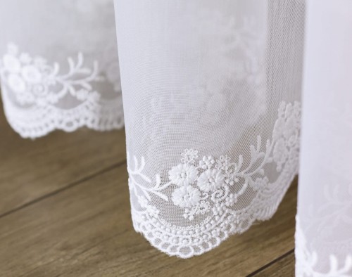 Firana z Haftem Bambus LIVIA Biała wys: 300 cm NA METRY