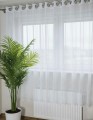 Firana z Haftem Bambus AMELIE Biała Taśma Przelotki wys: max 180 cm Na WYMIAR