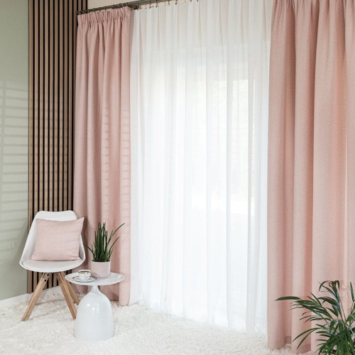 Zasłona Gotowa  MOLLY Pudrowy Róż 004 przelotki taśma  Na Wymiar