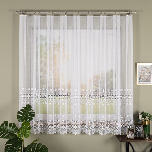 Firana Markizeta z Gipiurą 009398 Biała Na Metry wys: 175 cm