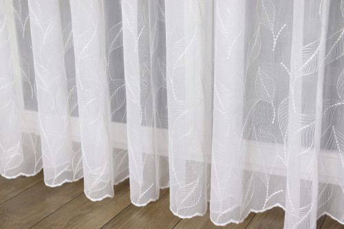 Firana z Haftem Bambus AMELIE Biała wys: 300 cm NA METRY 