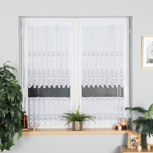 Zazdrostka Żakardowa Panelowa 018535 Biała  wys: 90 cm Na Metry  