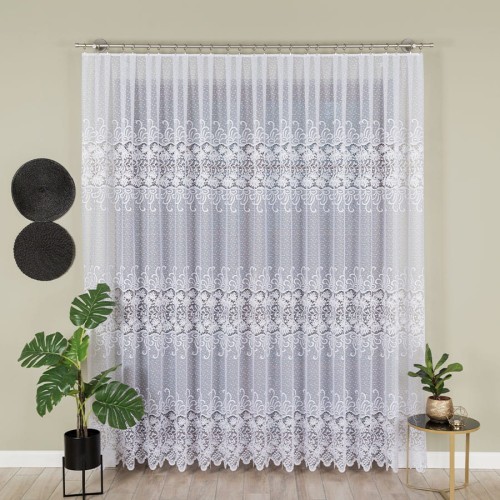 Firana Żakardowa 018965 Biała  wys: 250 cm Na Metry    