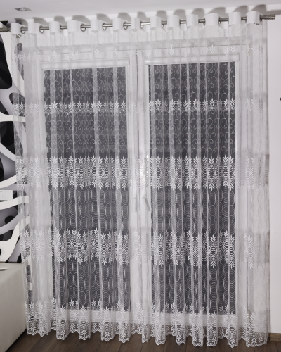 Firana Haftowana ANA Biała wys: 260 cm Na Wymiar