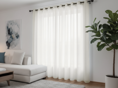 Firana Gotowa Na wymiar Sable Błysk Ecru