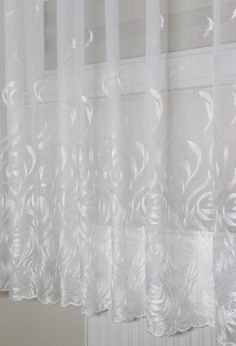 Firana z Haftem Bambus  45729R Biała wys: 180 cm NA METRY  