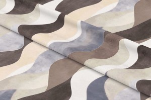 Tkanina Zasłonowa Brązowo-Niebieska Fala  szer: 150 cm   