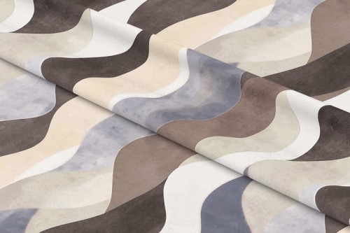 Tkanina Zasłonowa Brązowo-Niebieska Fala  szer: 150 cm   