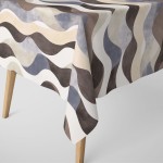 Obrus Gotowy Na Wymiar Brązowo - Niebieska Fala 