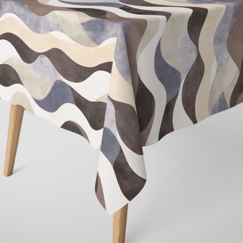 Obrus Gotowy Na Wymiar Brązowo - Niebieska Fala 