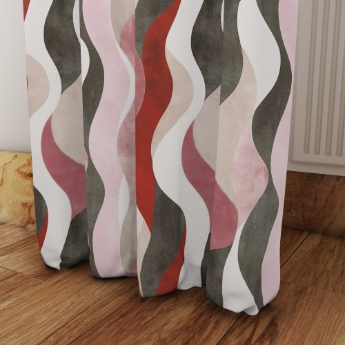 Zasłona Gotowa na wymiar Czerwona Fala  szer. 145 cm taśma przelotki  